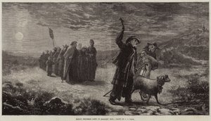 Bergers français allant à la messe de minuit